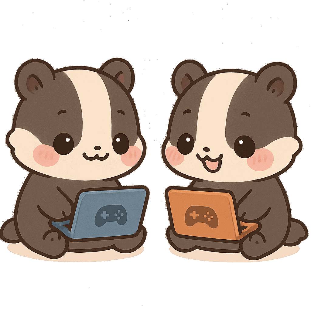 Cute badgers playing games